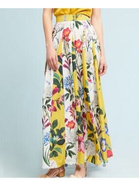 EUC Anthropologie ROCOCO SAND Women's Paneled Floral Aprile Maxi Skirt 8